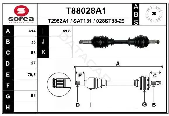 Приводной вал / Полуось EAI T88028A1