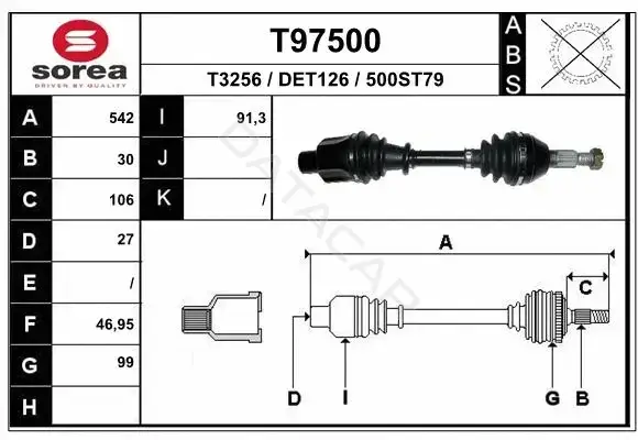 Приводной вал / Полуось EAI T97500