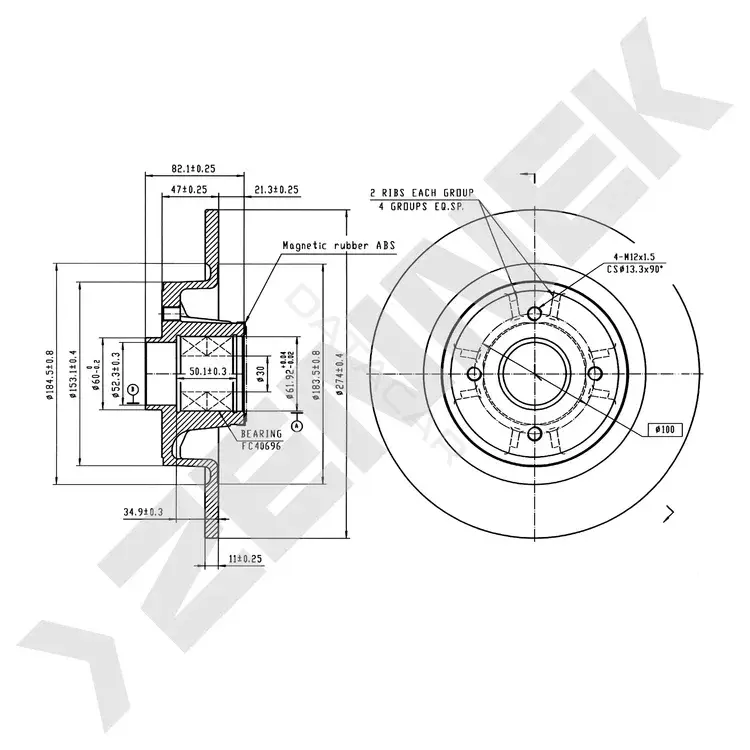 Тормозные диски ZENNEK DBD0393