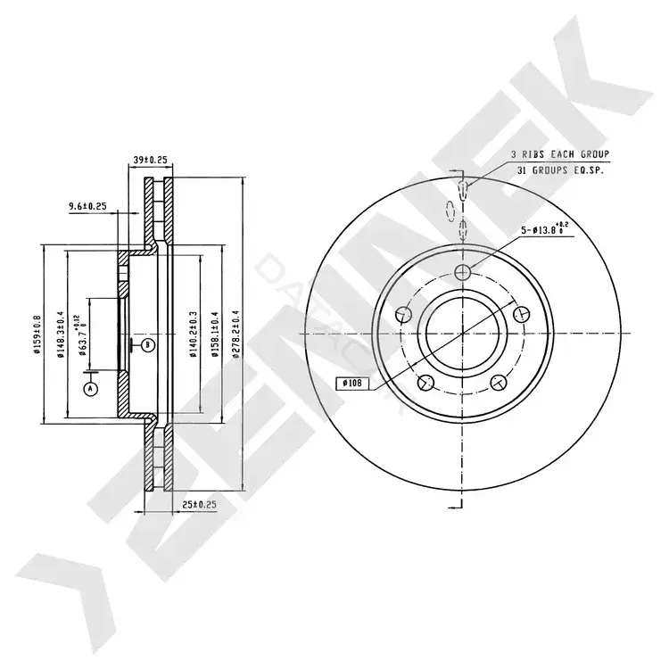 Тормозные диски ZENNEK DBD0948