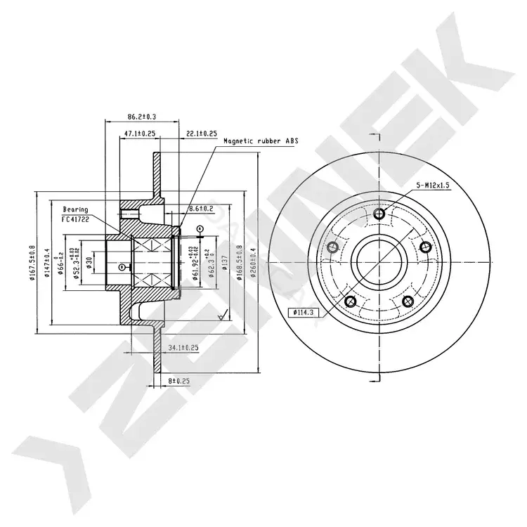 Тормозные диски ZENNEK DBD0961