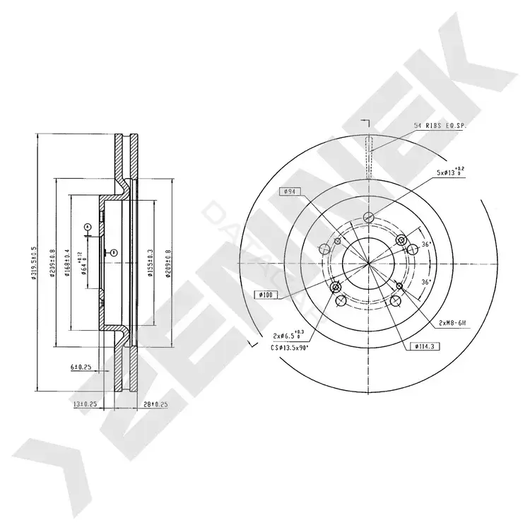 Тормозные диски ZENNEK DBD1381