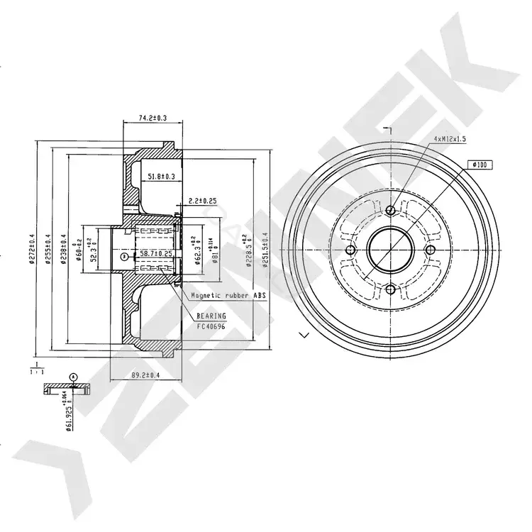 Тормозной барабан ZENNEK DDR0106