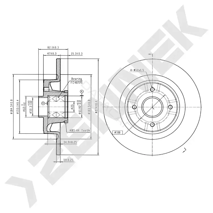 Тормозные диски ZENNEK DBD0206