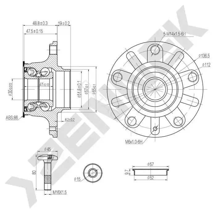 Ступица колеса ZENNEK DHB0002