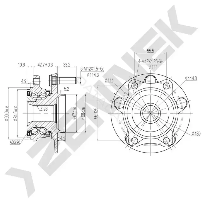 Ступица колеса ZENNEK DHB0003