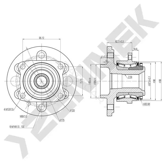 Ступица колеса ZENNEK DHB0004