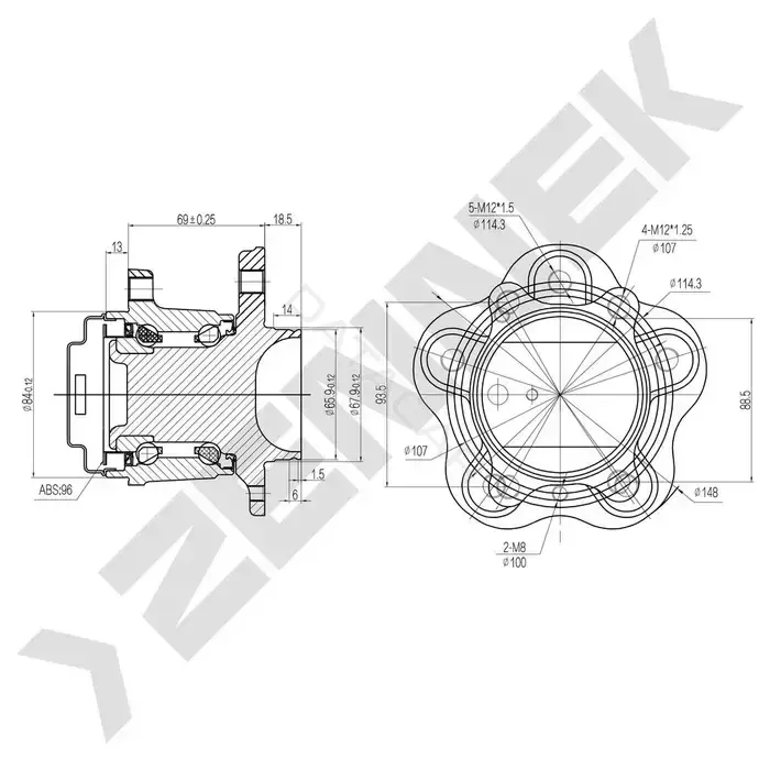 Ступица колеса ZENNEK DHB0005