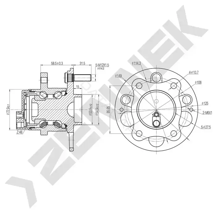 Ступица колеса ZENNEK DHB0007