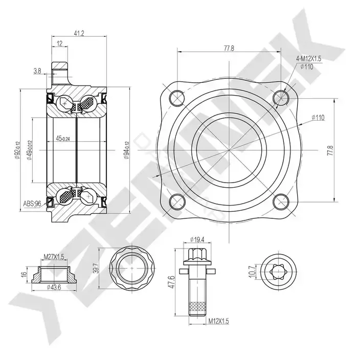 Ступица колеса ZENNEK DHB0012