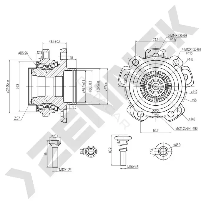 Ступица колеса ZENNEK DHB0015