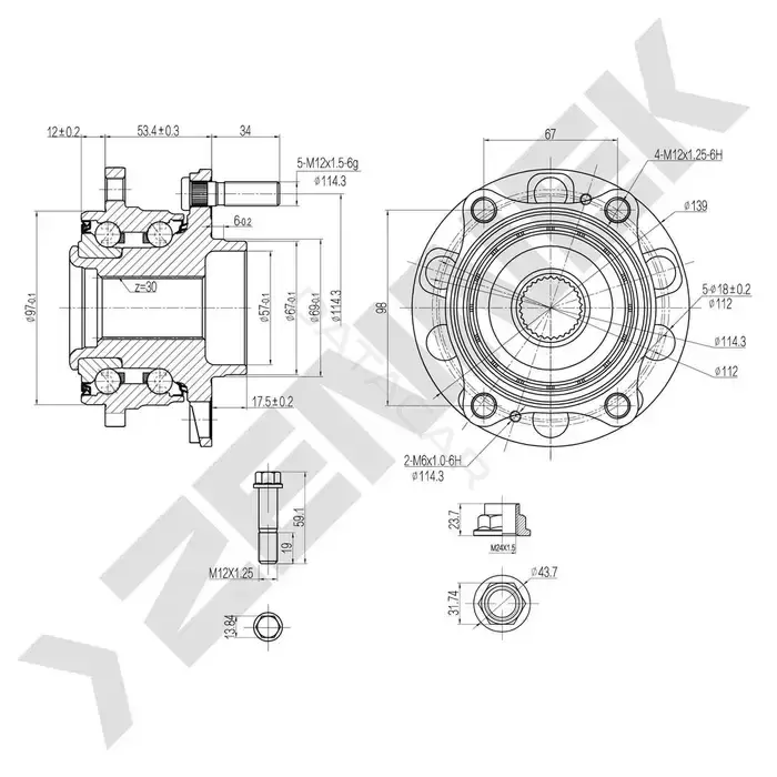 Ступица колеса ZENNEK DHB0016