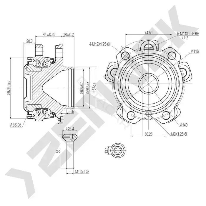 Ступица колеса ZENNEK DHB0017