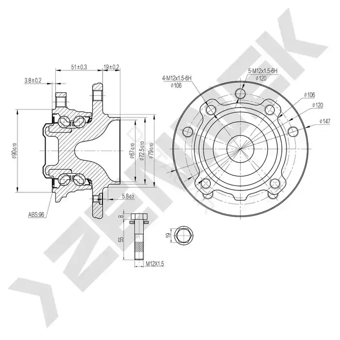 Ступица колеса ZENNEK DHB0018