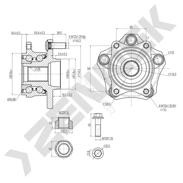 Ступица колеса ZENNEK DHB0020