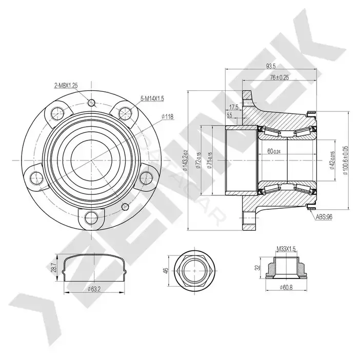 Ступица колеса ZENNEK DHB0021