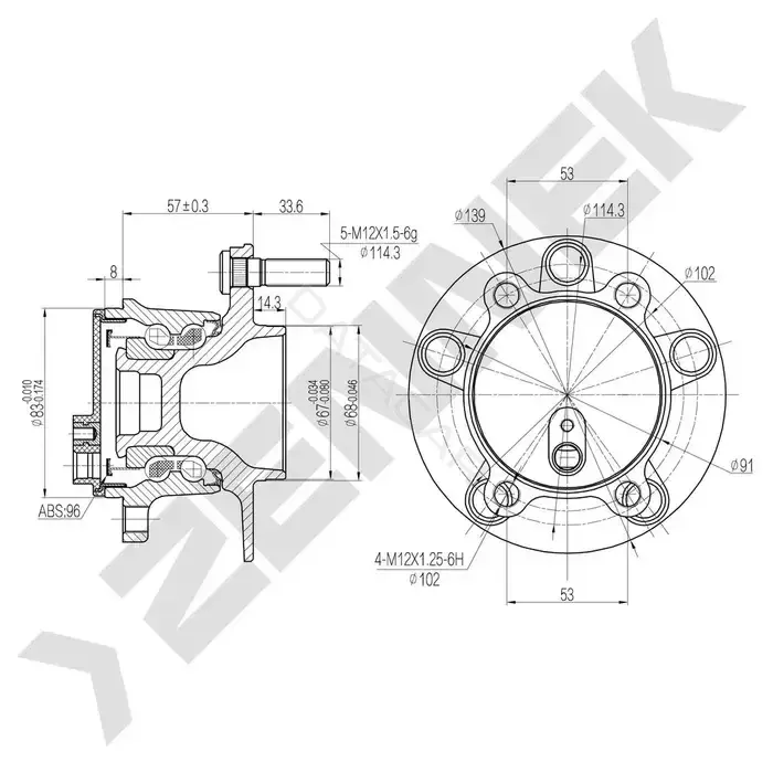 Ступица колеса ZENNEK DHB0022
