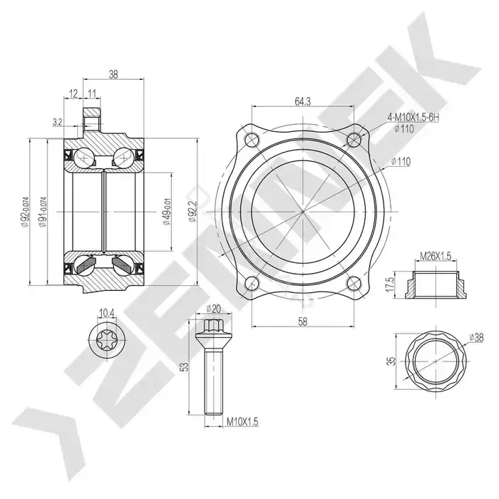 Ступица колеса ZENNEK DHB0024