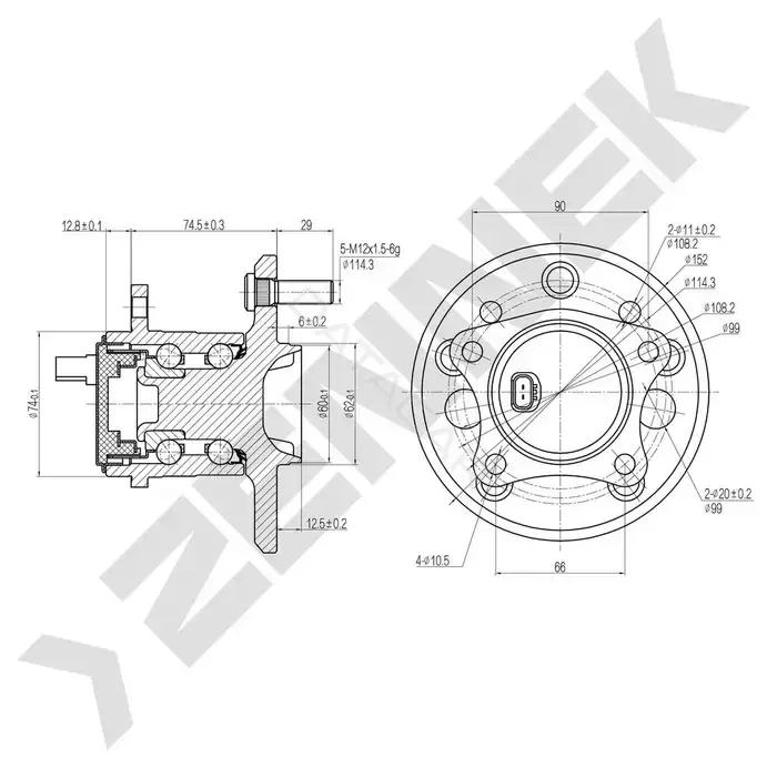 Ступица колеса ZENNEK DHB0025