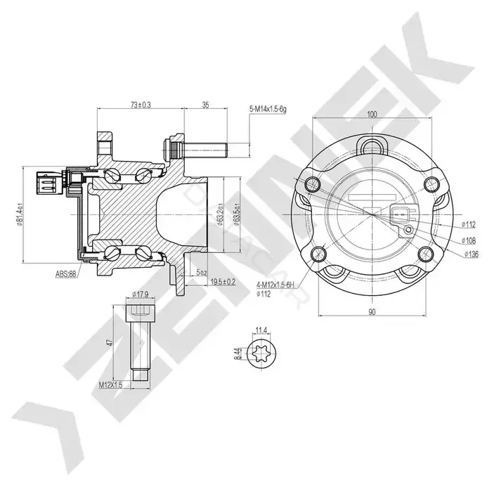 Ступица колеса ZENNEK DHB0026