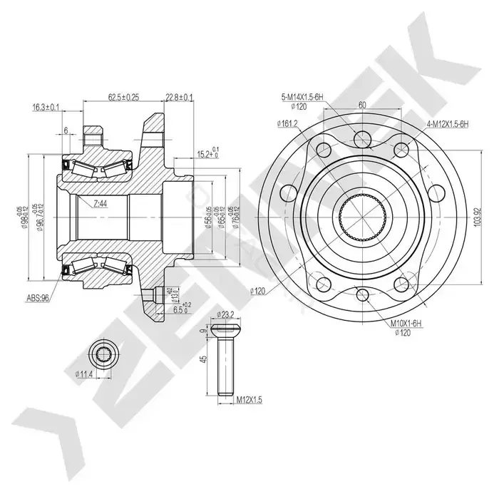 Ступица колеса ZENNEK DHB0027