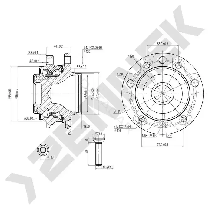 Ступица колеса ZENNEK DHB0028