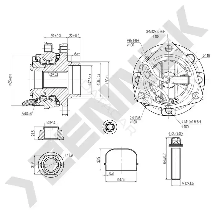Ступица колеса ZENNEK DHB0031