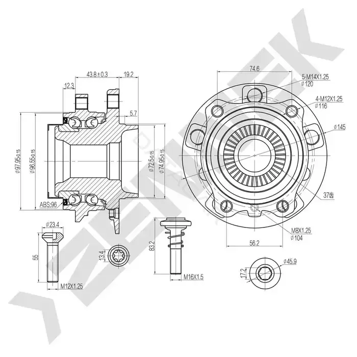 Ступица колеса ZENNEK DHB0033