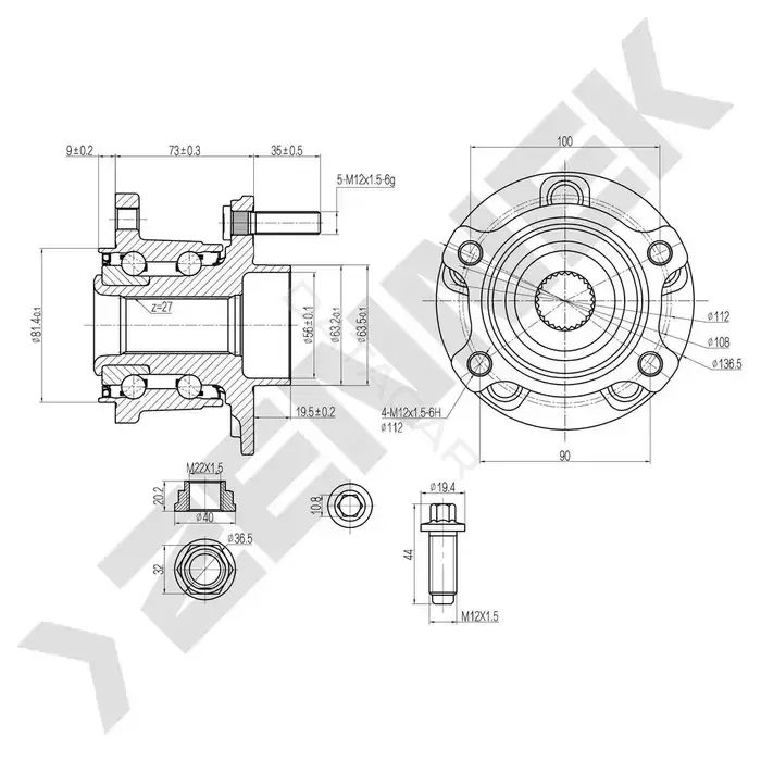 Ступица колеса ZENNEK DHB0035