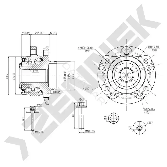 Ступица колеса ZENNEK DHB0038