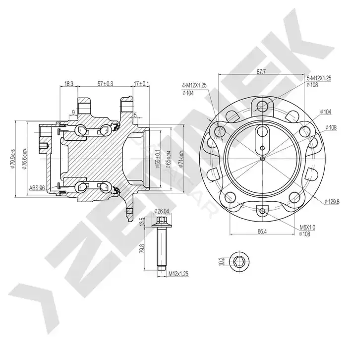 Ступица колеса ZENNEK DHB0040