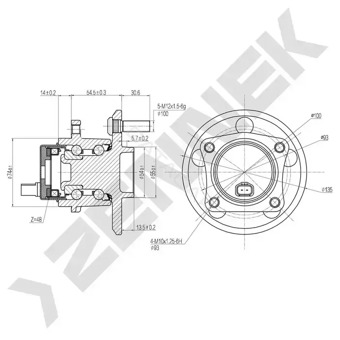 Ступица колеса ZENNEK DHB0041
