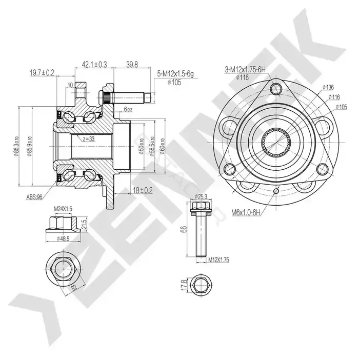 Ступица колеса ZENNEK DHB0042