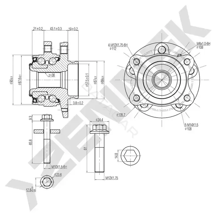 Ступица колеса ZENNEK DHB0043