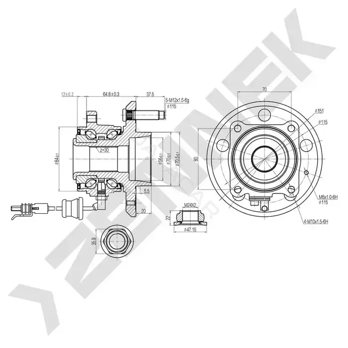 Ступица колеса ZENNEK DHB0044