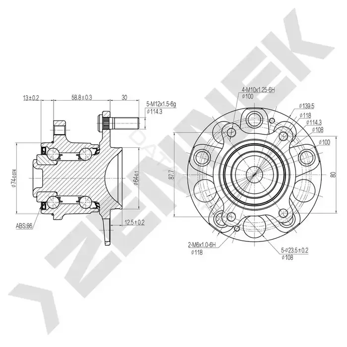 Ступица колеса ZENNEK DHB0046