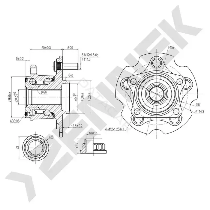 Ступица колеса ZENNEK DHB0051