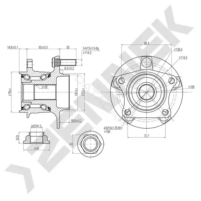 Ступица колеса ZENNEK DHB0052