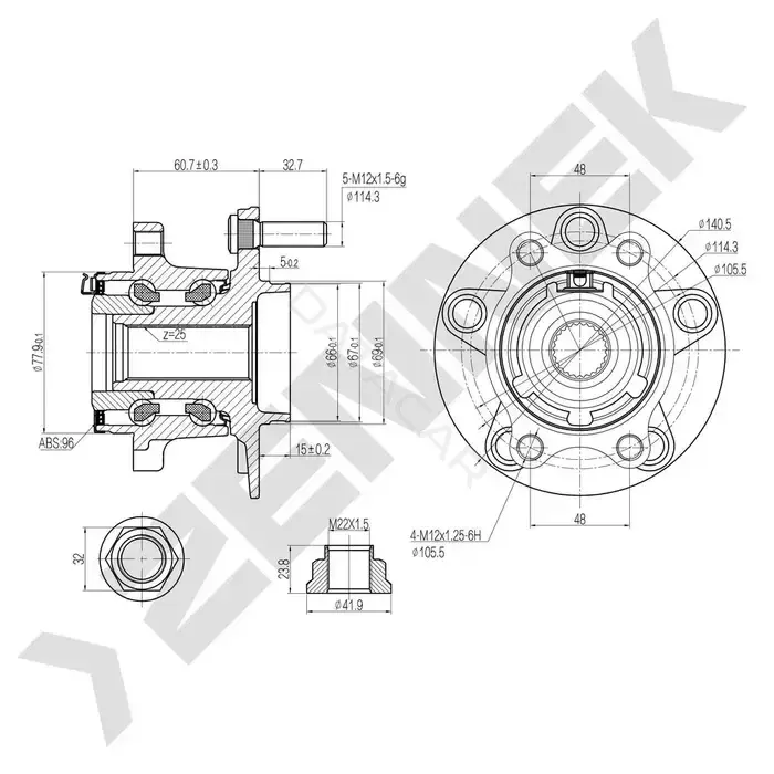 Ступица колеса ZENNEK DHB0055