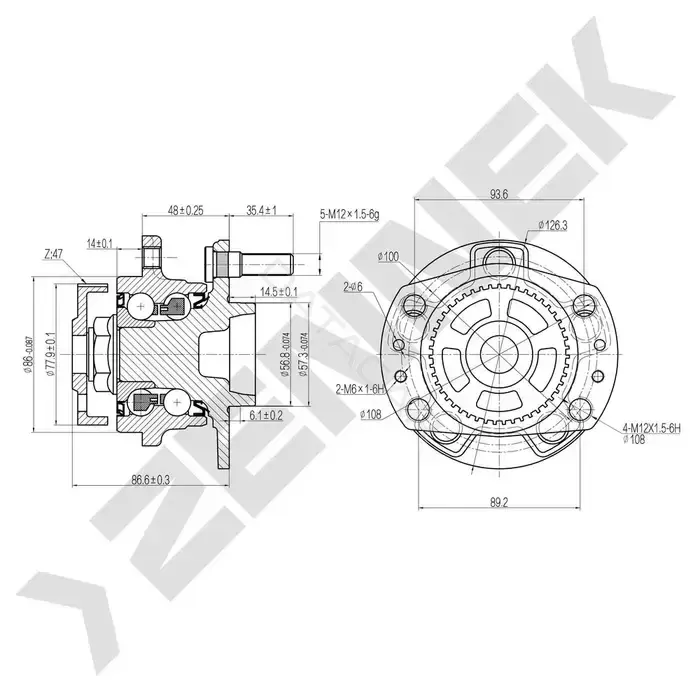 Ступица колеса ZENNEK DHB0056