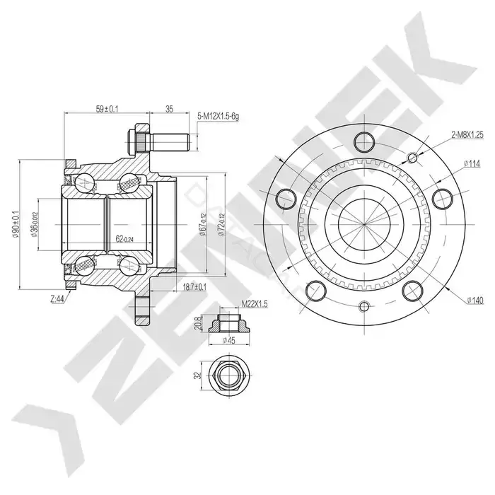 Ступица колеса ZENNEK DHB0059
