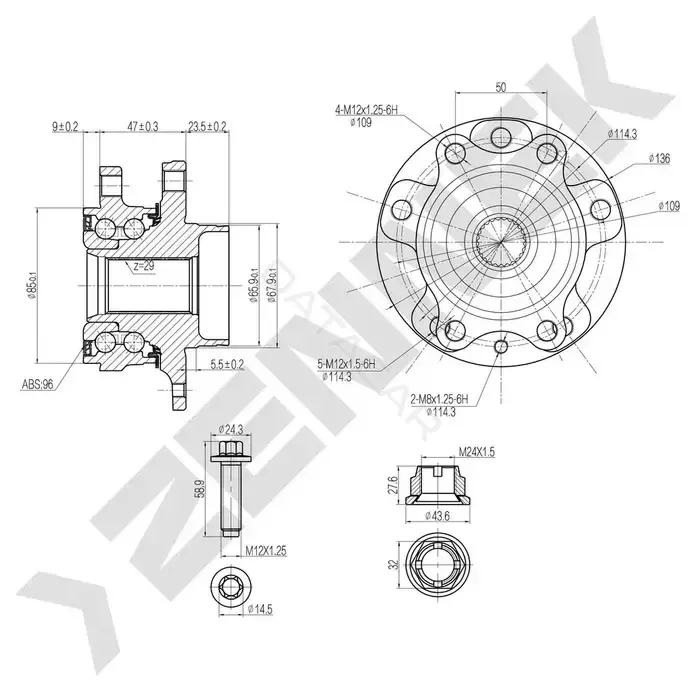 Ступица колеса ZENNEK DHB0063