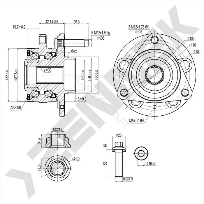 Ступица колеса ZENNEK DHB0068