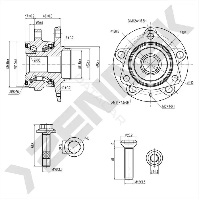 Ступица колеса ZENNEK DHB0070