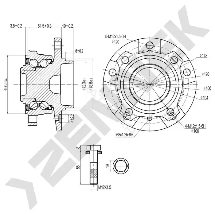 Ступица колеса ZENNEK DHB0073