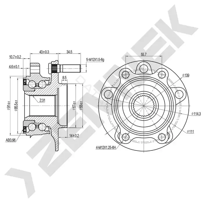 Ступица колеса ZENNEK DHB0074