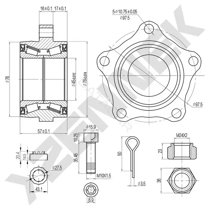 Ступица колеса ZENNEK DHB0075