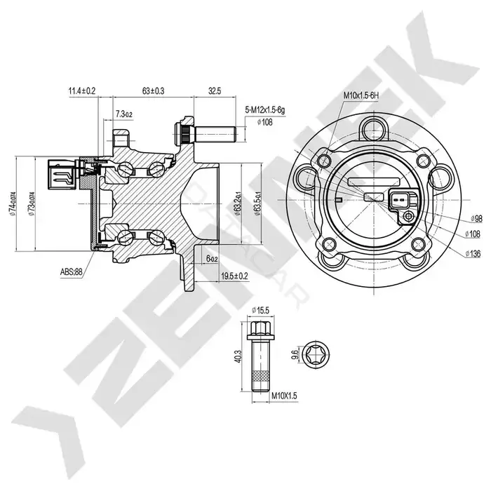 Ступица колеса ZENNEK DHB0078