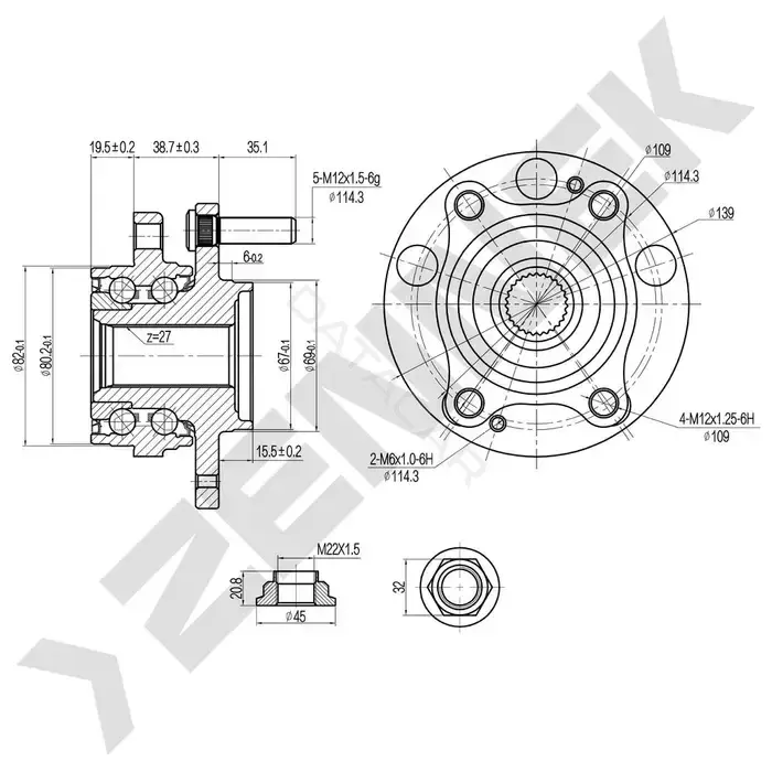 Ступица колеса ZENNEK DHB0079