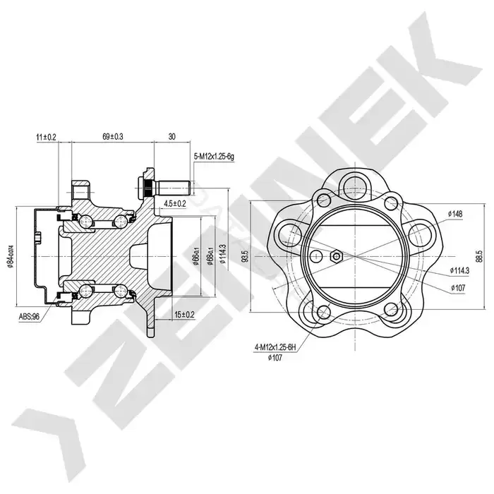 Ступица колеса ZENNEK DHB0080